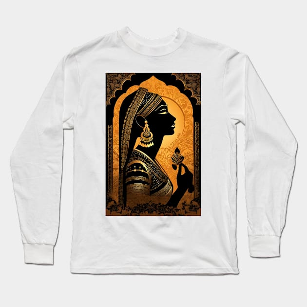 Indian girl classic art Long Sleeve T-Shirt by Spaceboyishere